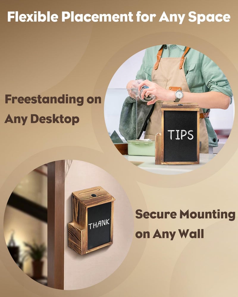 Uniclife Wood Suggestion Box, Wooden Donation Boxes for Fundraising, Prayer Boxes with Chalkboard and 50 Suggestion Cards, Ballot Boxes Tip Drop Box for Wedding Church & Classroom - Image 4